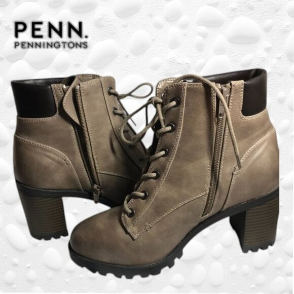 PENNINGTONS - LEAH TAUPE COMBAT STYLE BOOT -NWT SIZE 8W - Picture 1 of 11